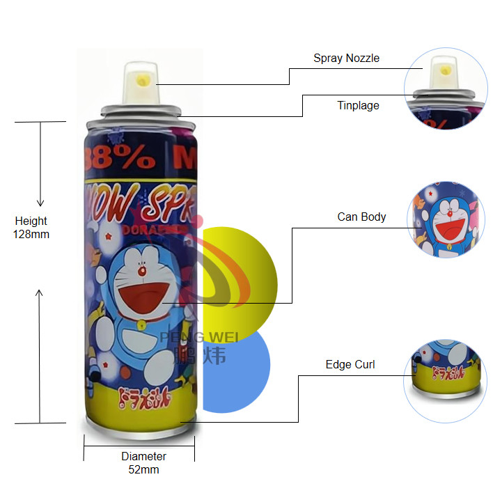 Bens multicoloridos do pulverizador artificial falsificado provisório da neve de Doraemon para a árvore