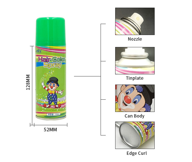 a cor provisória descartável do cabelo 250ml pulveriza a denominação do cabelo pulveriza a decoração unisex do partido
