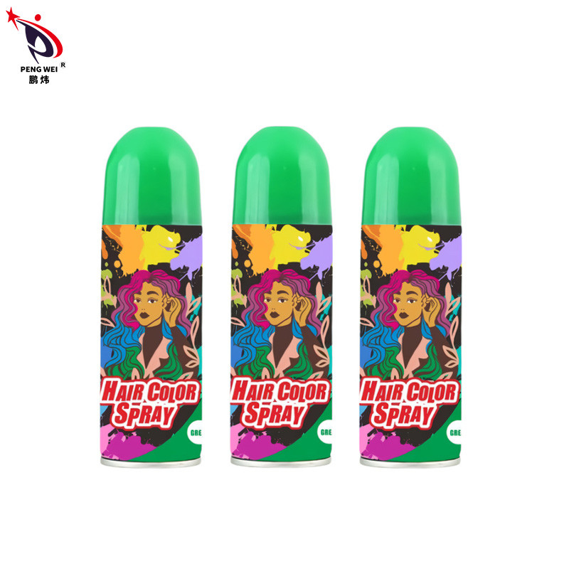 Sprays de cor para cabelo OEM 250ml lata de lata livre de toxinas Instant temporário verde