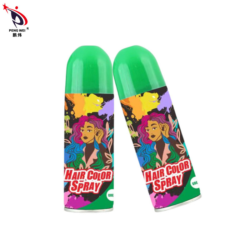 Sprays de cor para cabelo OEM 250ml lata de lata livre de toxinas Instant temporário verde