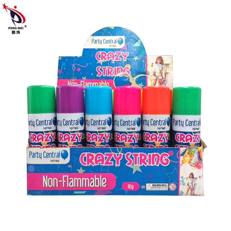 Crazy Prank Streamer de festas, corda de spray, materiais de casamento, favores, cores variadas.