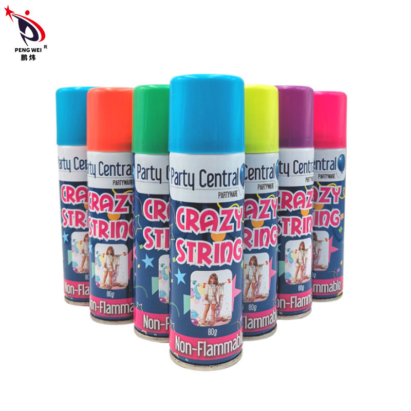 Crazy Prank Streamer de festas, corda de spray, materiais de casamento, favores, cores variadas.