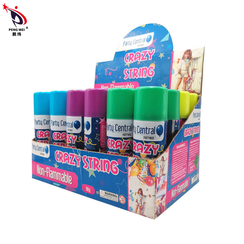 Crazy Prank Streamer de festas, corda de spray, materiais de casamento, favores, cores variadas.