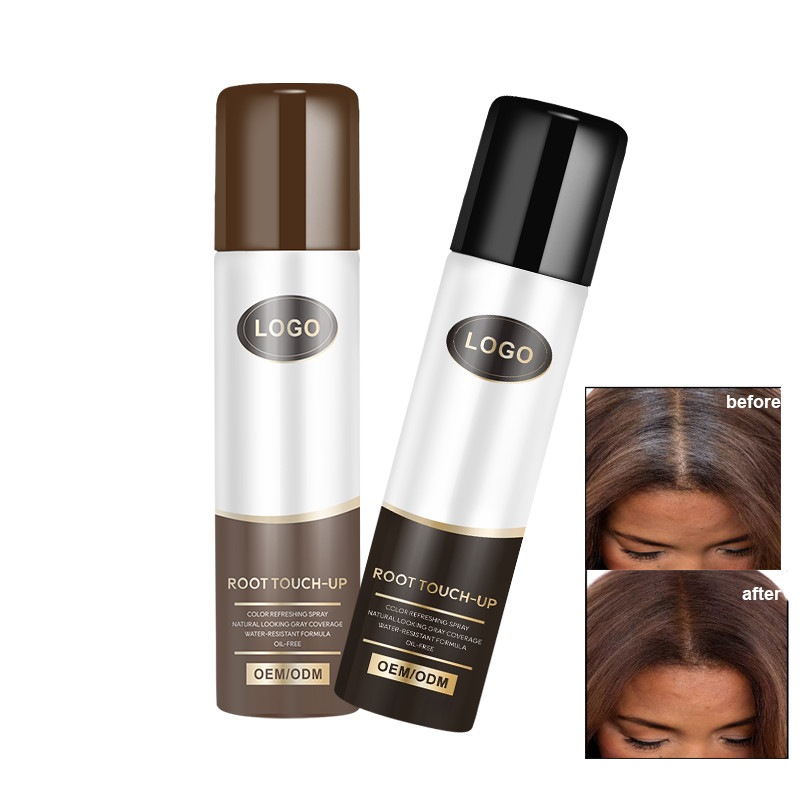 OEM sprays de cor de cabelo cor de raiz maquiagem para ocultar raízes cinzentas em segundo