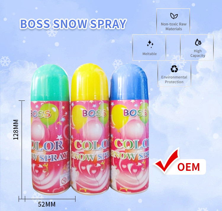 Esprai de neve artificial branco ou colorido 400ml Celebração do Festival